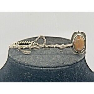 Artisan Handmade Womens Bar Ring 6 Sterling Silver Ethiopian Opal Unique